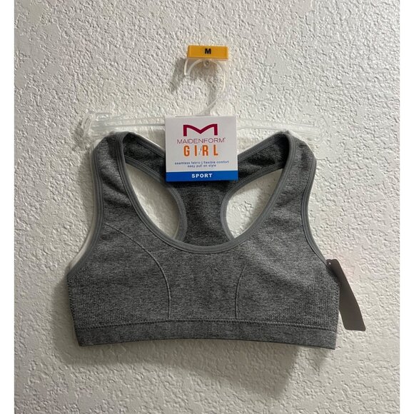 Micro Mesh Racerback Charcoal White Sports Bra Size Medium - Picture 2 of 4